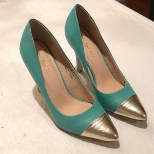 Restricted Teal and Gold Heels